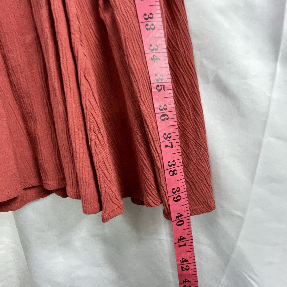 Midi Dress Rayon Halter Neck Tiered Brick Red Sleeveless Flowy XXL resort Boh - Picture 11 of 14